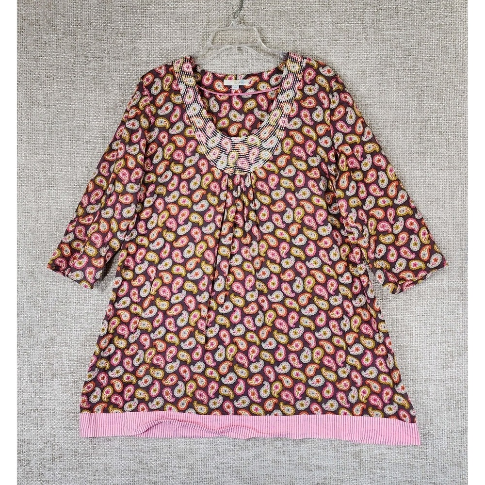 Boden Toulon Paisley Floral Tunic‎ Top Mini Dress Womens 14 Multicolor Cotton
